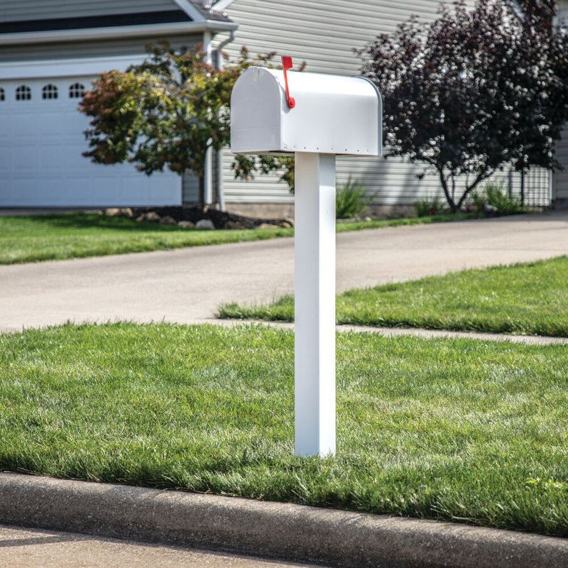 White Vinyl Mailbox Fence Post with Mounting Hardware