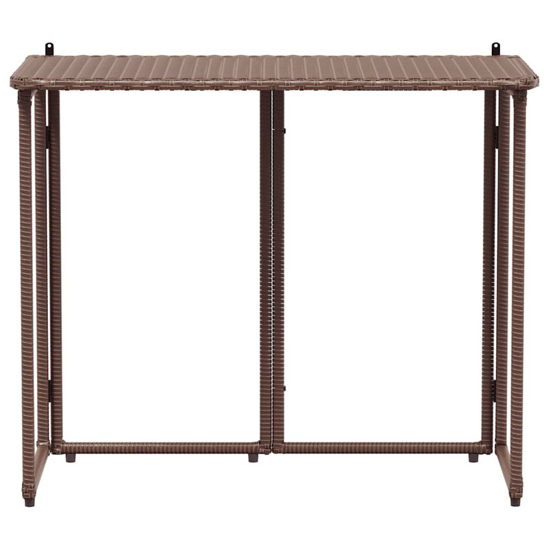 Folding Garden Table 90X51x75 Cm Poly Rattan, Brown