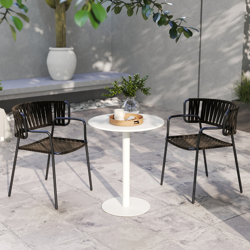 Round Metal Dining Table, White