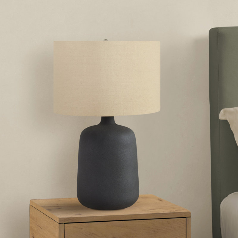 24"H, Table Lamp, Black Ceramic, Beige Shade, Contemporary, Lighting, Table Lamp