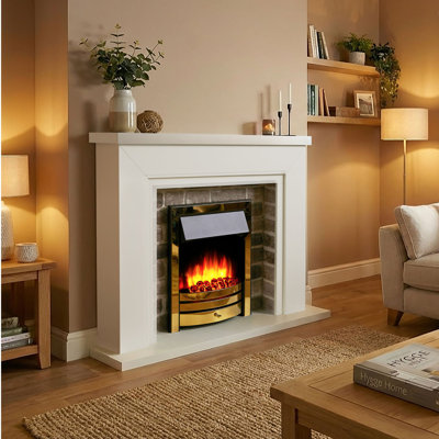 Flamborough Fireplace Castleton Fires & Fireplaces 120cm W White Wood Electric Fireplace with 6824.28 BTU