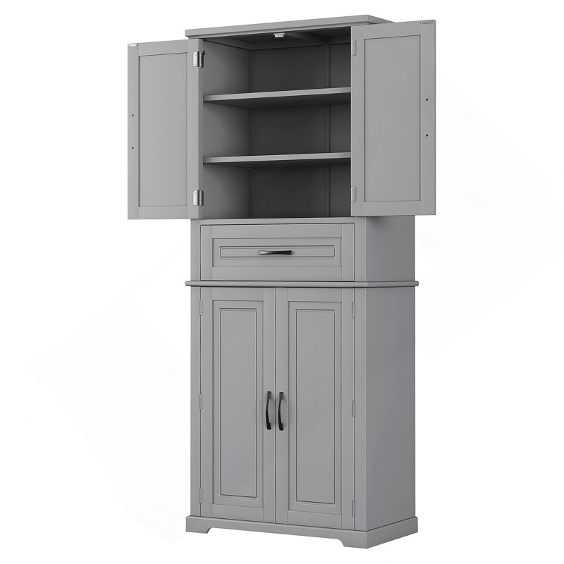 Bathroom Storage Cabinet With Multi-Functional Storage Space, Drawer With Slide Rails, Adjustable Shelf, Gray