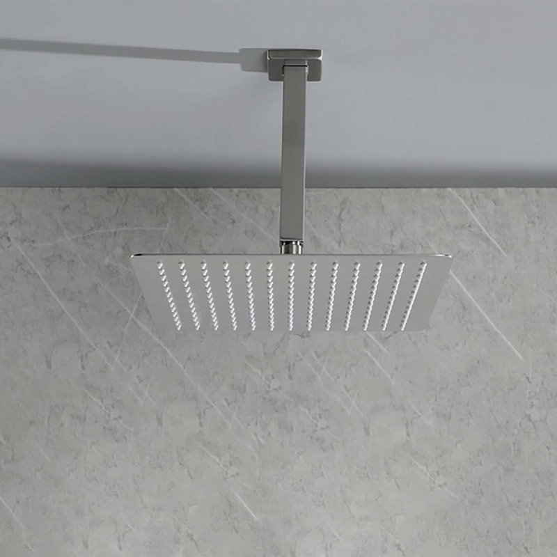 10" Square Rainfall Shower Head, 304 Stainless Steel High Pressure Showerhead, Anti-clog Self-cleaning Nozzles, Swivel Adjustable, Full Body Coverage For Bathroom