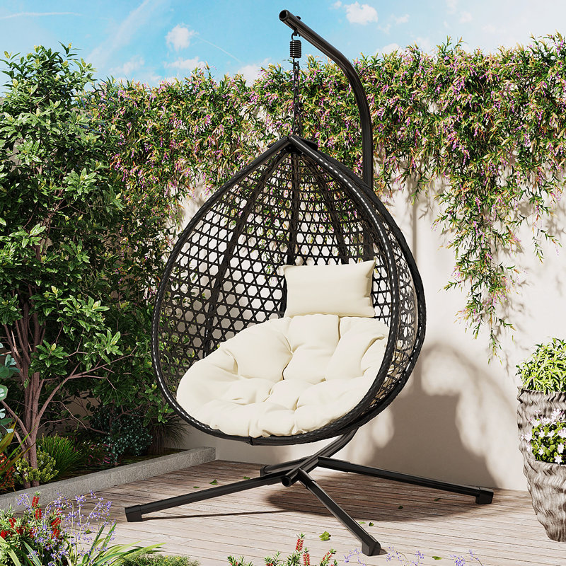 Balancelle confortable et durable avec des matériaux polyvalents pour la détente, Noir / Beige
