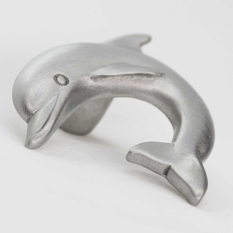 1.9" Dolphin Left Facing Small Knob, Brushed Nickel, 1.9" L x 1.7" W, 2