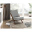 Élégant fauteuil d'appoint en chenille grise avec coussin en mousse et structure en bois d'hévéa brun-134540766