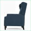 Fauteuils inclinables, fauteuil inclinable moderne à oreilles avec garniture cloutée | Bleu marine | Tissu