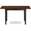 Cet ensemble de table de salle à manger moderne 5 pièces comprend une table rectangulaire en bois avec une feuille de papillon et 4 chaises parsons en tissu café foncé en acajou-1807986687-1878619073-1878619072