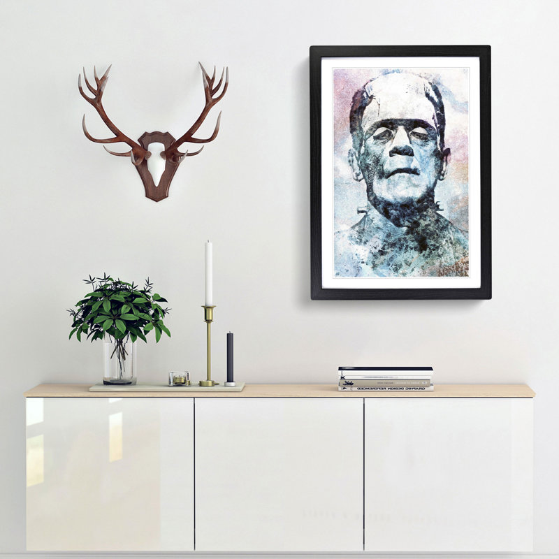Frankenstein in Abstract - Picture Frame Painting Print, 87cm H x 62cm W x 2cm D, Black Framed