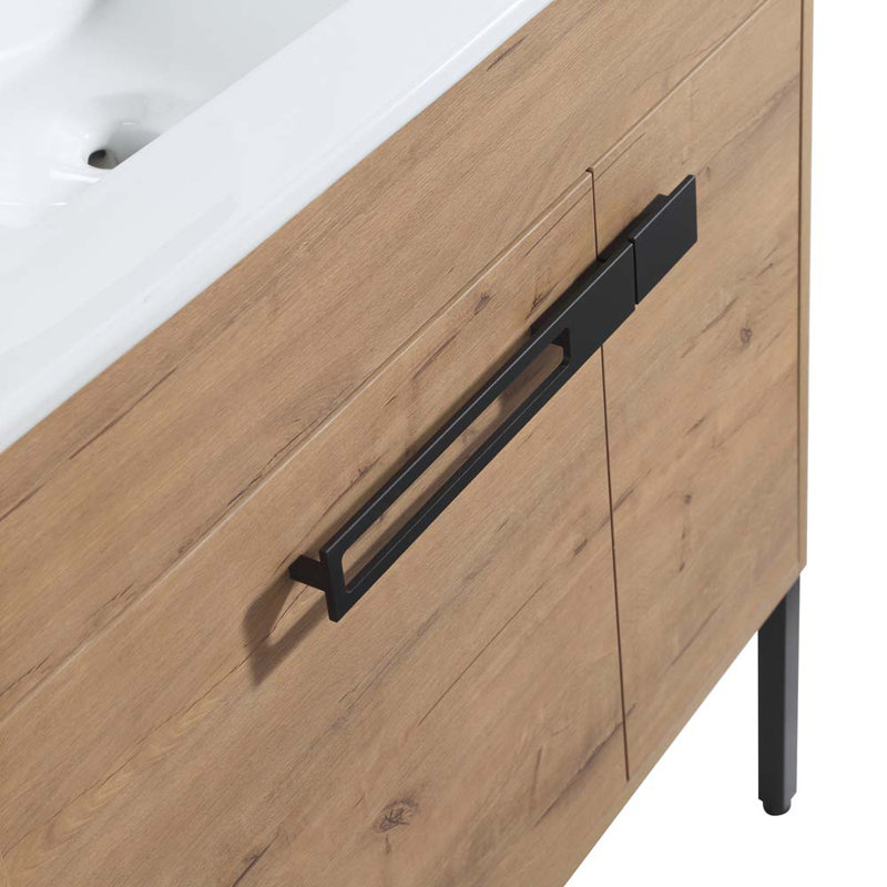 36 Inch Oak Freestanding Bathroom Vanity with Ceramic Sink