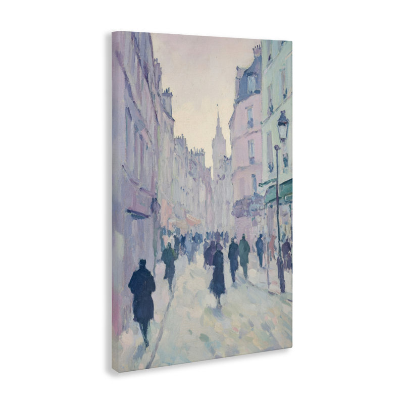 «Blue Paris Street Scene Canvas», conception par Petal Prints Design, H 24 po x l 16 po