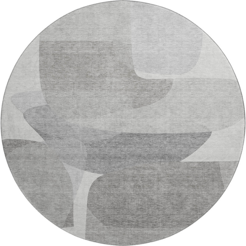 Premium Machine Washable Mayfield AMF2121 Blocks Rug, Linen, 8' Round