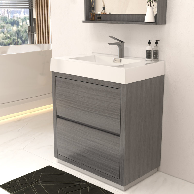 Ensemble de meuble-lavabo simple 30 po Royka, Vulcain gris cendré