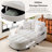 Modern Convertible 2-Seater Sofa Bed With Storage Ottoman, Reclining Backrest, And Side Pocket Armrest-956782537