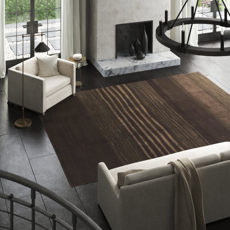 Rayon from Bamboo Hand-Knotted Area Rug in Chocolate, Rectangle 9' x 12'