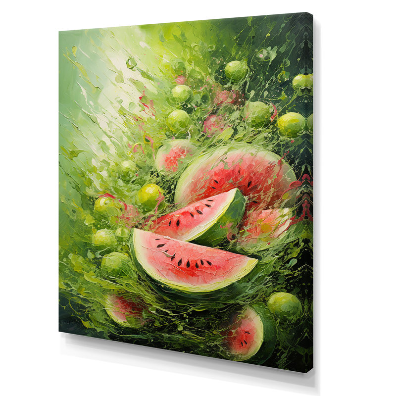«Green Brush Melon Bounty I», art mural Melon, H 40 po x l 30 po x P 1,5 po