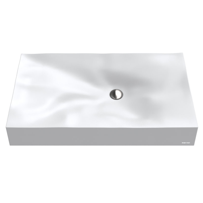 Miroir Karran Lavabo vasque rectangulaire en quartz, Blanc