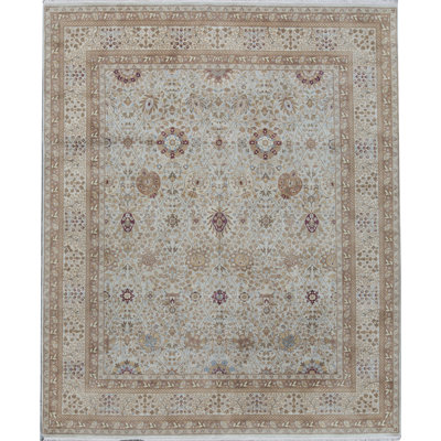 Tapis oriental en laine noué à la main bleu clair / brun / vert Lamani