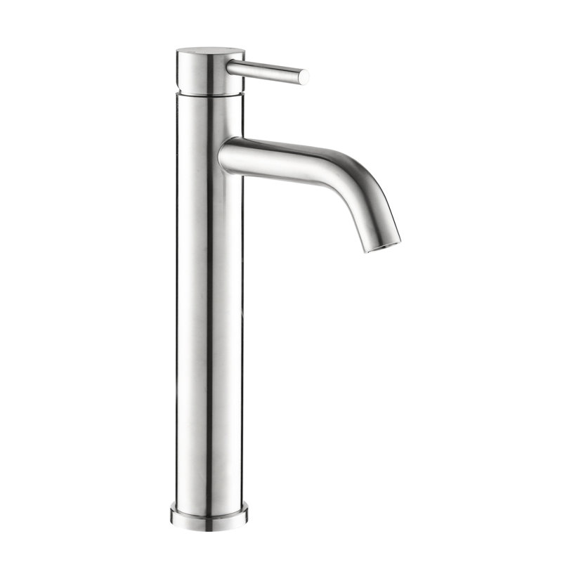 Modern Tall Lavatory Sink Faucet Model - Single Handle One Hole Bathroom In Brushed Nickel Tap, Brushed Nickel