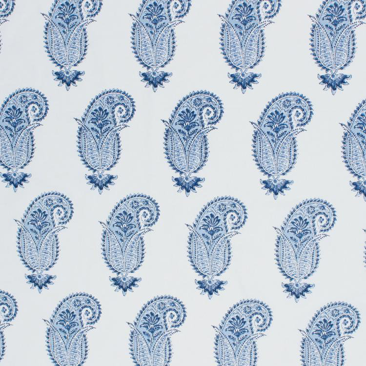 Tissu à motif cachemire Suite Akbar, Bleu porcelaine de Chine