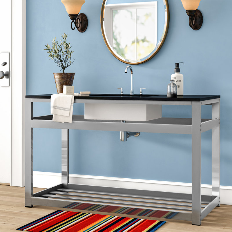 Kingston Brass Kingston Commercial Steel Console Sink Base, Polished Chrome
