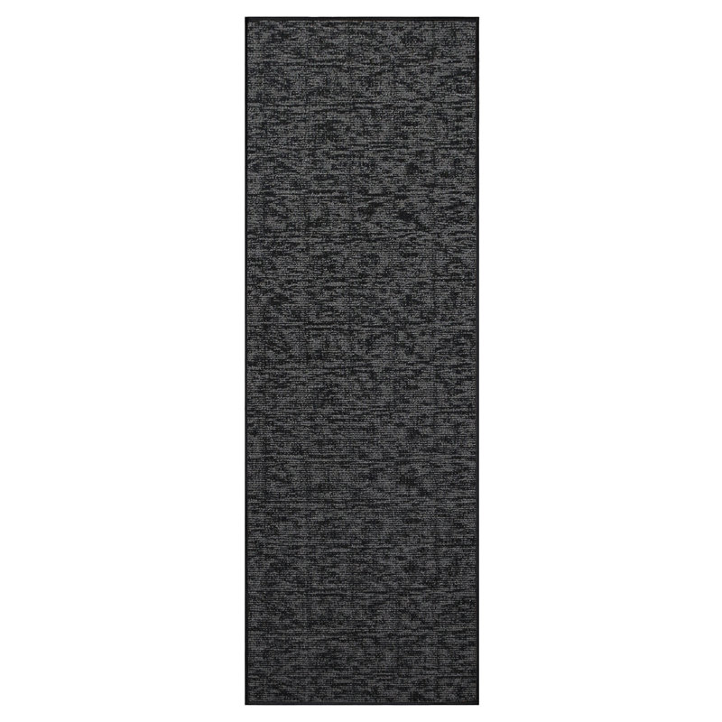 Tapis décoratif Elemental - imprimé géométrique noir patiné, Tapis de couloir 3 pi x 32 pi
