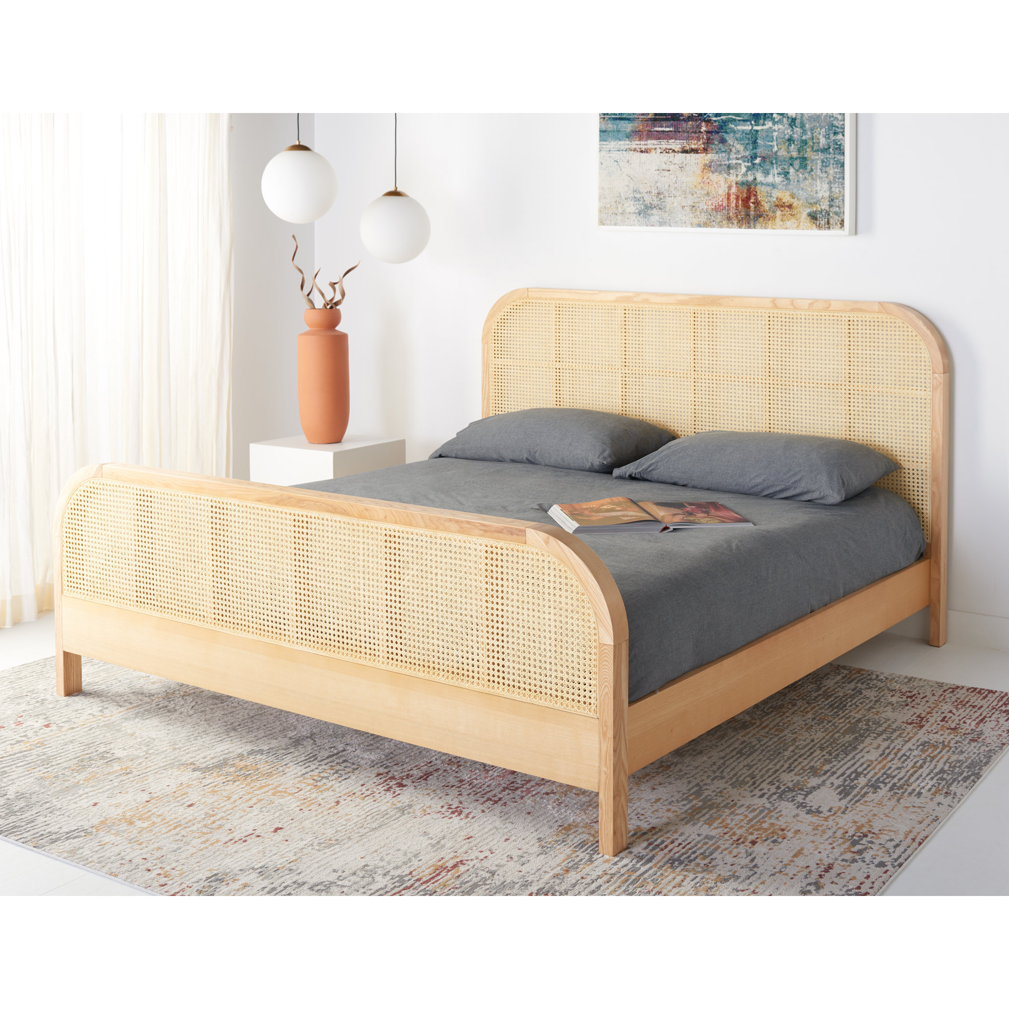  Cane Bed, Natural, Queen