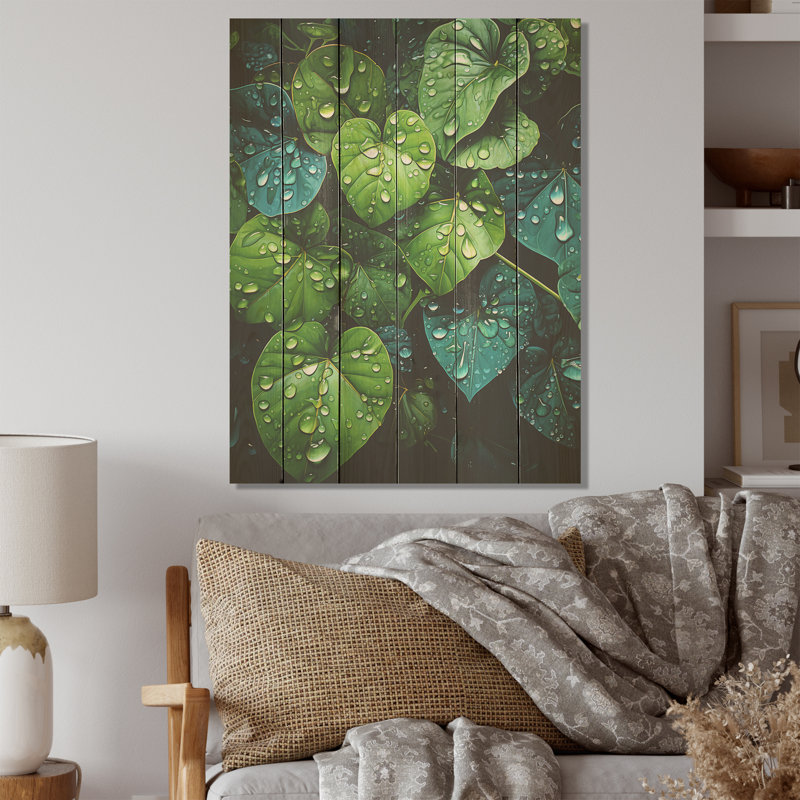 Art mural vert sur bois de pin naturel, charme réaliste vert, H 40 po x l 30 po