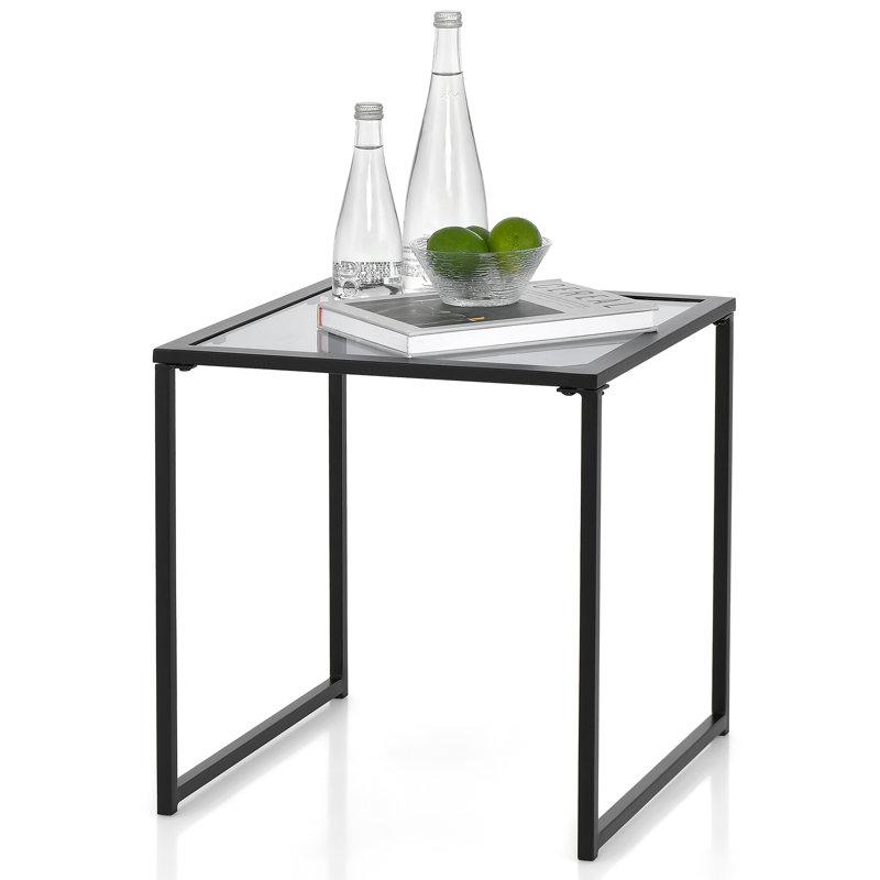 Aubriauna Square Glass Outdoor Side Table