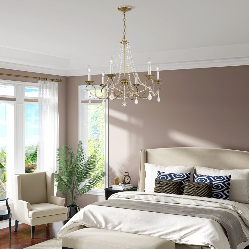 Fabio 6 - Light Dimmable Classic / Traditional Chandelier, Antique Brass