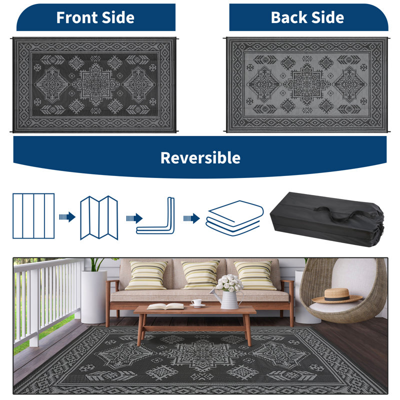 Tapis de patio imperméables rétro pour roulottes de voyage, terrasse, pique-nique, porche, camping-car, balcon, plage