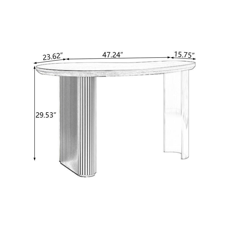 Bureaux noirs en bois massif de forme libre, H 1,97 po x l 47,24 po x P 23,62 po