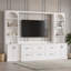 Meuble télé mural moderne avec 6 tiroirs, tablettes ajustables et 2 placards-1921491101