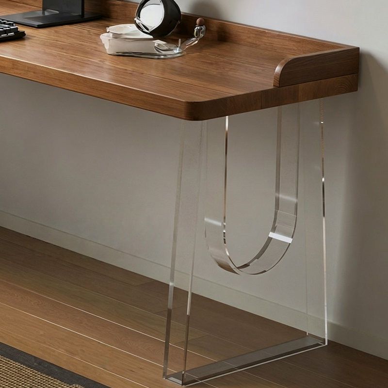 Bureau d'angle en bois massif, bureau en L en acrylique, H 29,53 po x l 70,87 po x P 47,24 po
