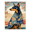 Tapis décoratif moderne abstrait à motif de chien en kimono dans les nuages-1284645749