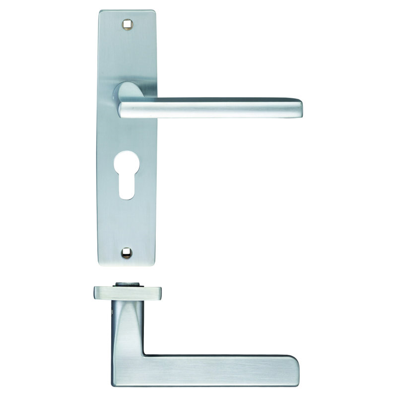 Venice Euro Lock Door Handle, Satin Chrome