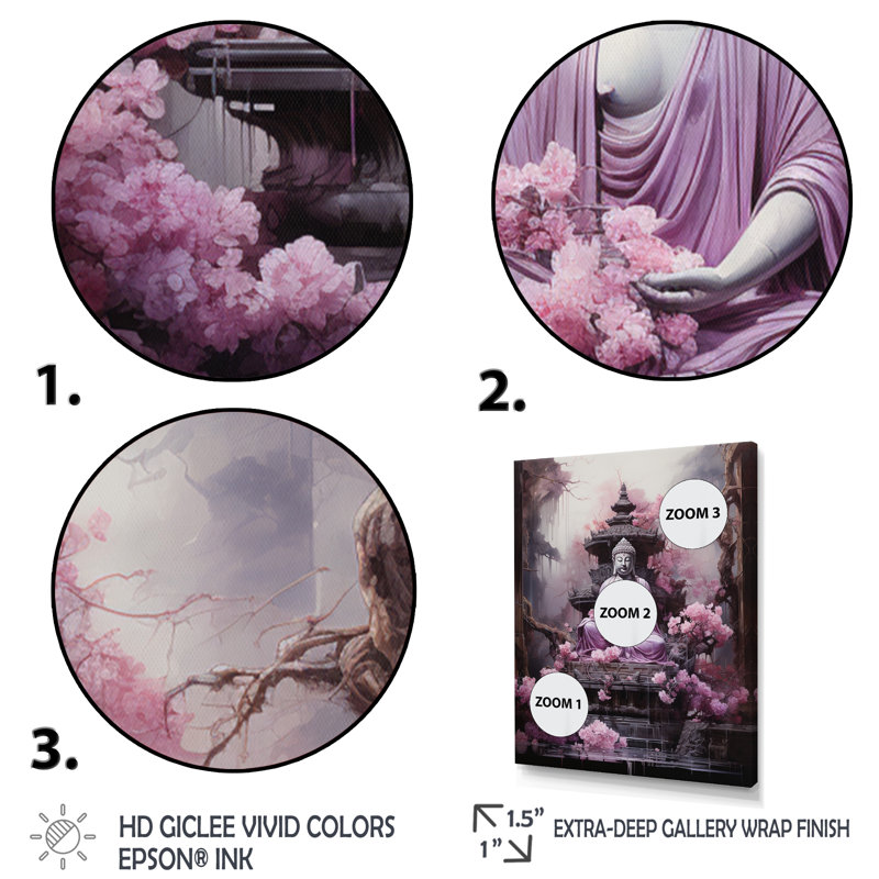Berenika Pink Buddhism Buddhist Chant - impression, Cadre flottant noir, H 20 po x l 12 po x P 1 po