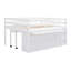 Lit mezzanine double avec bureau d'écriture rétractable et 4 tiroirs de rangement, structure superposée en bois massif blanc-190867103-190867102