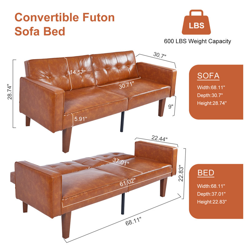 Futon Sofa Bed, Convertible Fabric Futon Couch Bed, Loveseat Sleeper Sofa, Daybed for Living Room, Apartment, Office