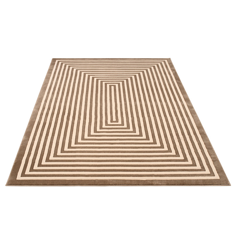 Modern Geometric Area Rug, Concentric Design, Indoor Floor Mat for Living Room and Hallway, Rectangle 160 x 230 cm