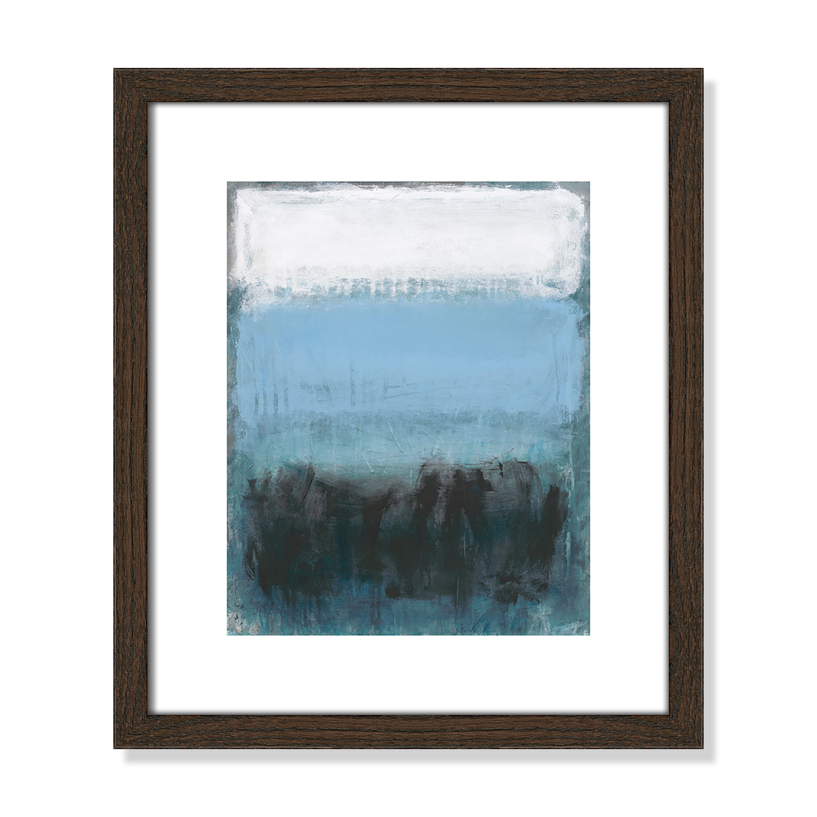 Arboles "Coastal Nightfall" Painting by Filippo Ioco, 15" H x 13" W x 0.75" D, Walnut Wood Grain Framed Paper, White