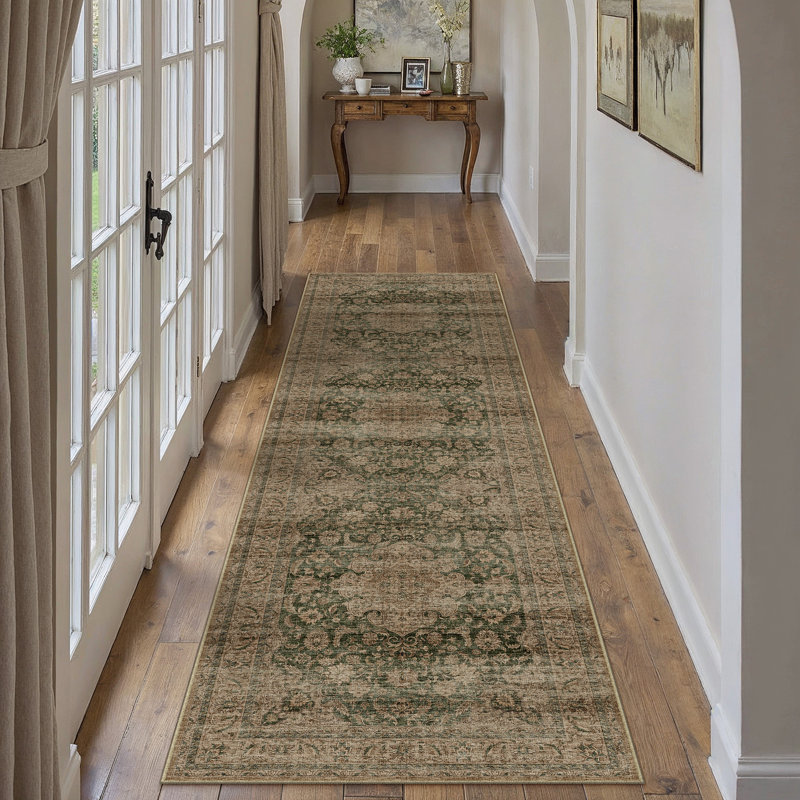 Tapis oriental lavable à la machine avec envers antidérapant Stella, Tapis de couloir 2 pi x 8 pi