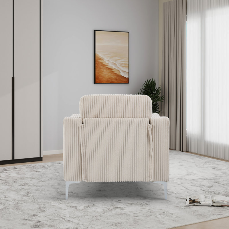 Fauteuil d'appoint rembourré l 35,22 po, Polyester beige