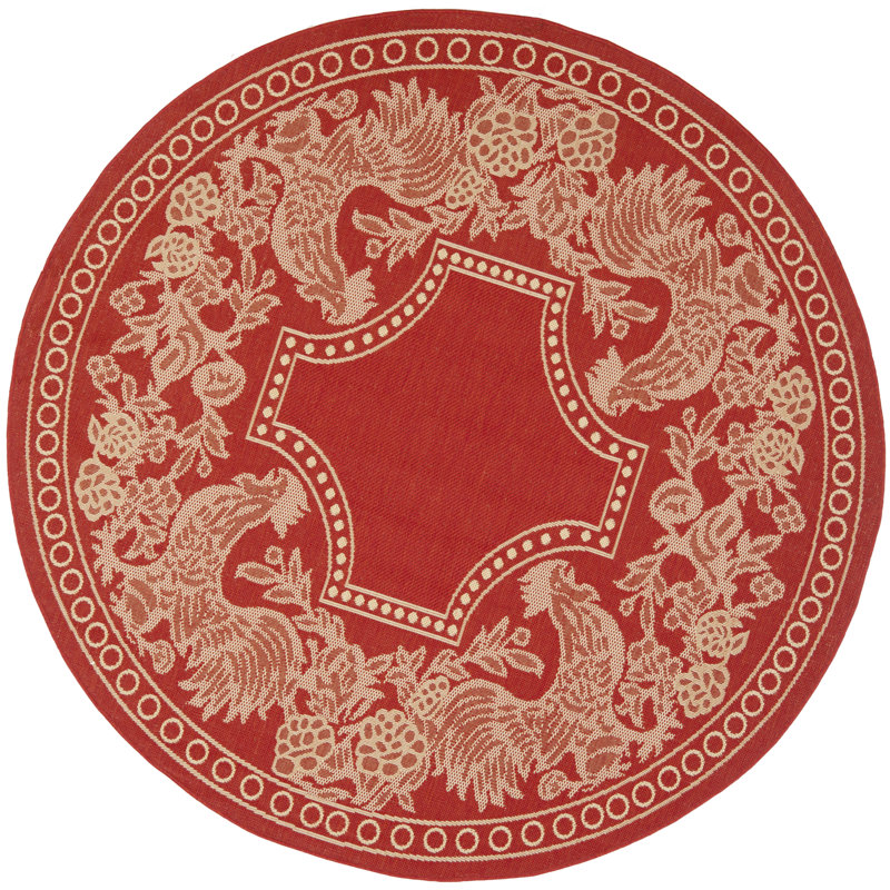 Havza Performance Floral Indoor/Outdoor Area Rug, Round 6'7"