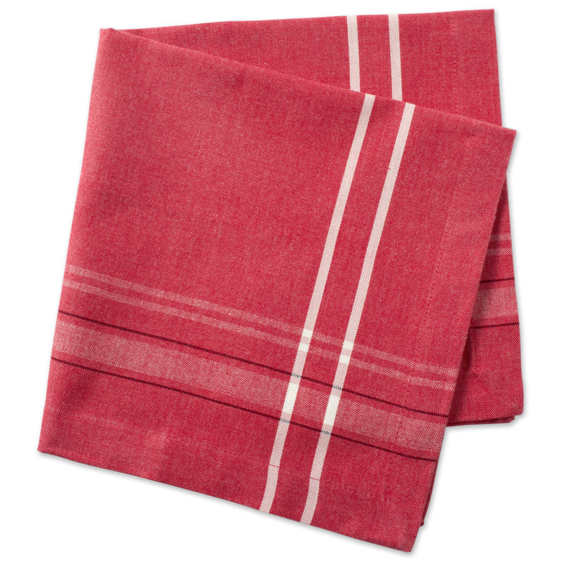 Shelton Cotton Blend Striped Square Napkin, Tango Red