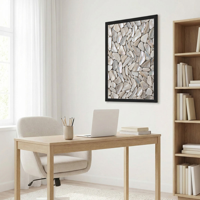 Art mural sur toile mosaïque blanche nacre blanche, 36"H x 24"W
