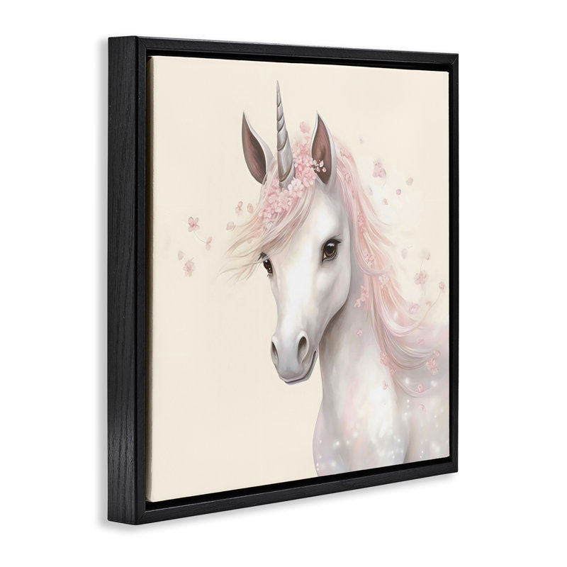 Cadre flottant Fairy Unicorn Soft Petals, design Creative Studio, Cadre flottant noir de jais, H 18 po x l 18 po