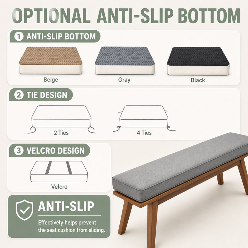 2'' H Customizable Bench Cushion For Indoor/Outdoor Furniture/Chair/Window Seat, Premium 75D High-Resilience Foam, Dark Brown