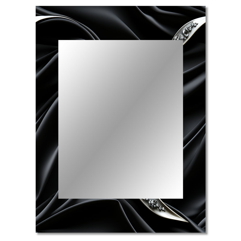 Deep Black Silver Elegance - Abstract Unique Wall Mirror, Abstract Mirror, Printed Metal Art, 40" x 30"