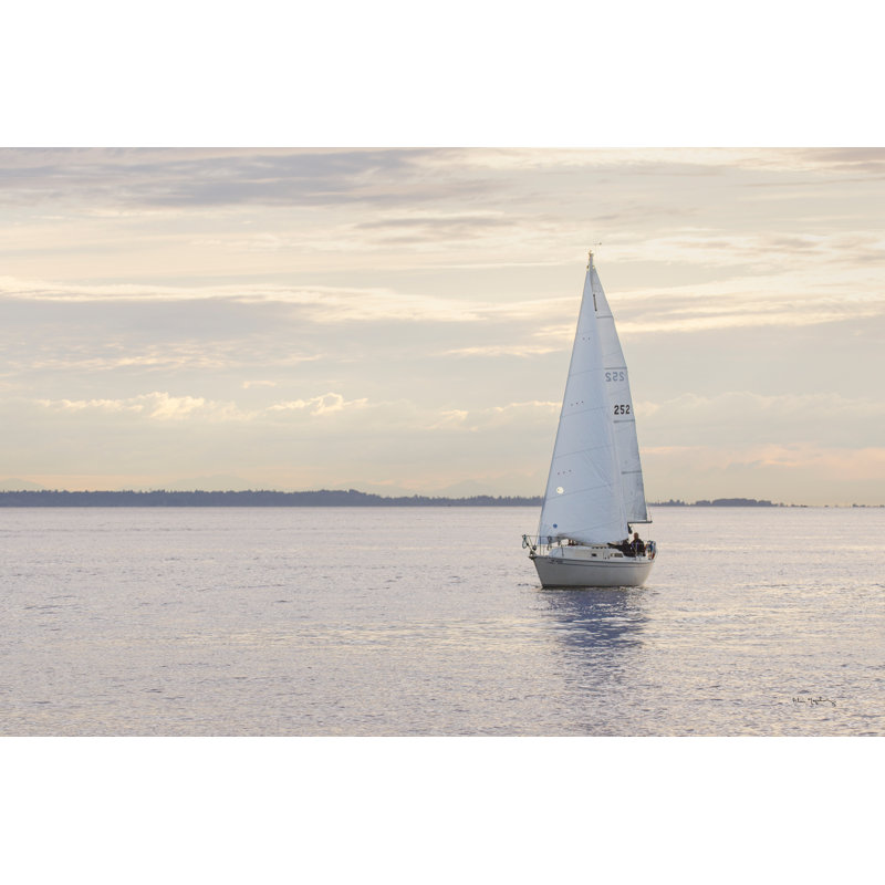 Voilier dans la baie de Semiahmoo, reproduction encadrée, Non, H 32 po x l 48 po x P 1,25 po, Papier avec cadre noir